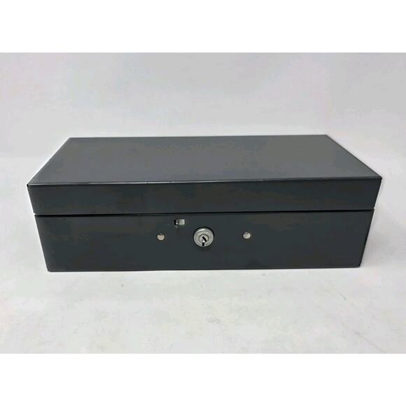 Mid Century Metal Money Box Vintage Grey Mold Master 10x5x3 No Key - Picture 1 of 13